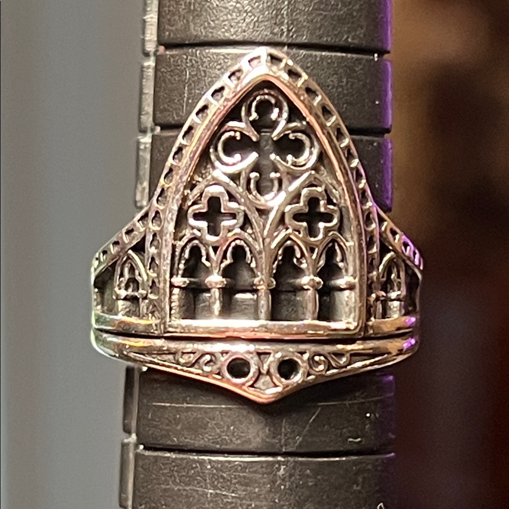 Estate Silver Gothic Filigree Ring